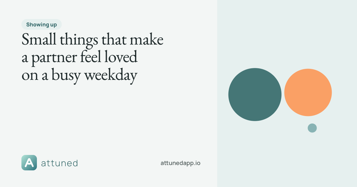 Share card: Small things that make a partner feel loved on a busy weekday